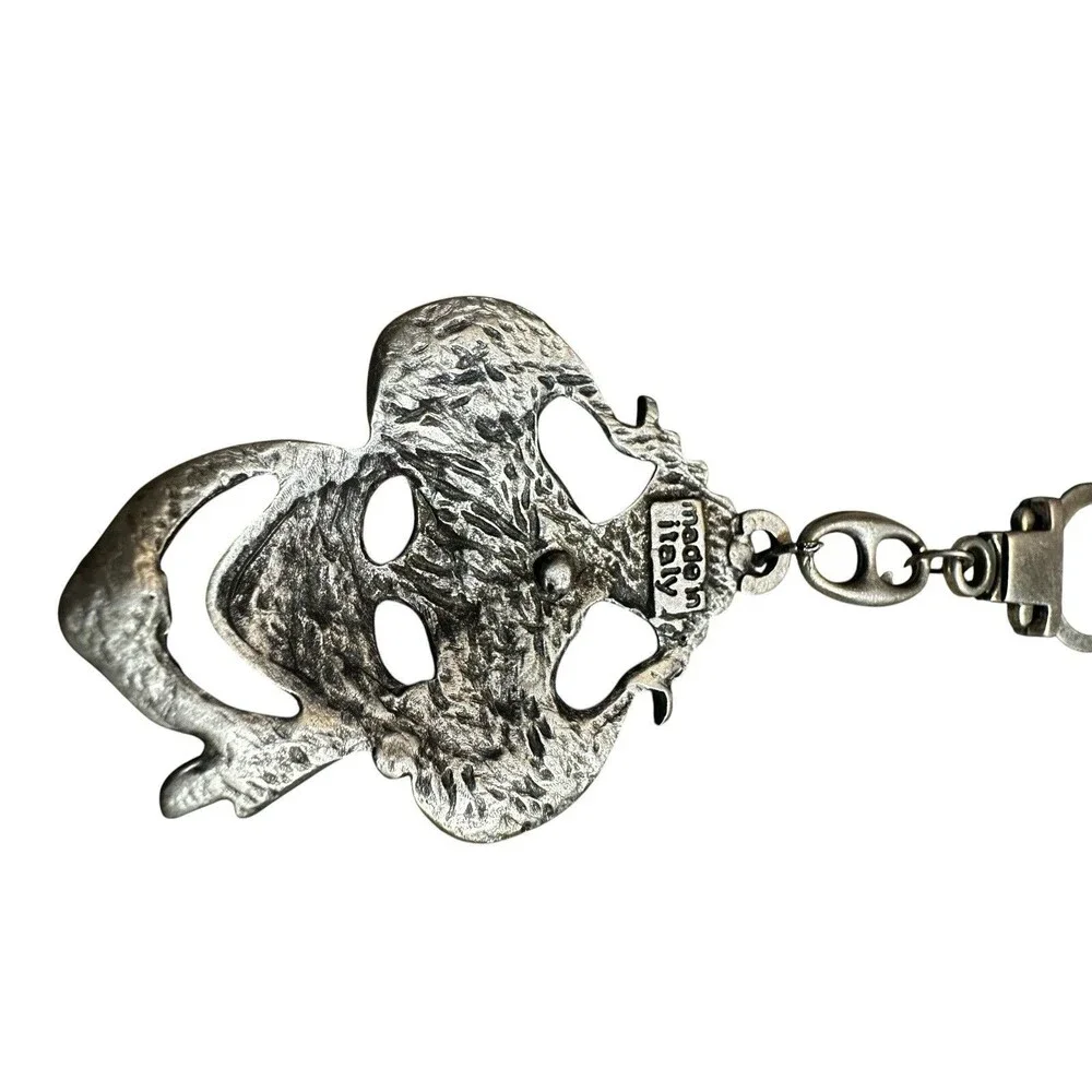 Italy METAL keychain Or Bag Charm CARNIVAL MASK Purple/Pink, Rhinestones